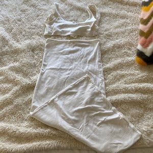 white maxi skirt set